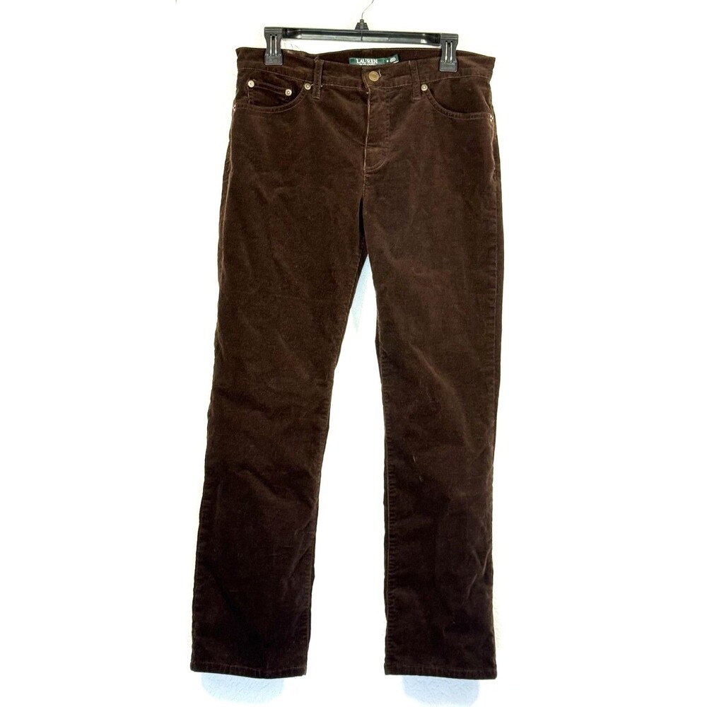Lauren Ralph Lauren Women’s 8 Brown Corduroy Classic Straight Pants Autumn Style